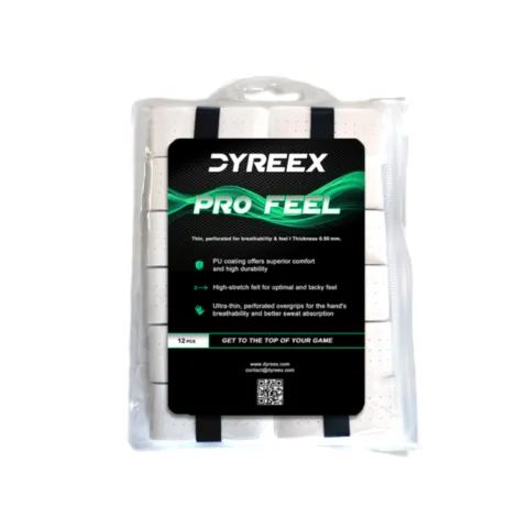 Dyreex tennis overgrip Pro Feel - ultra thin and perforated 12 pcs. white