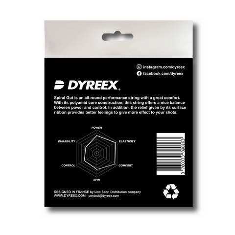 Dyreex tenns string Spiral Gut 200 m.  1.30 mm. comfort and all-round
